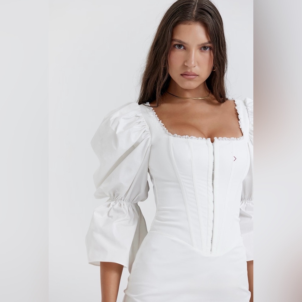 House of CB MATILDA White Puff Sleeve Corset Dress - Picture 10 of 16